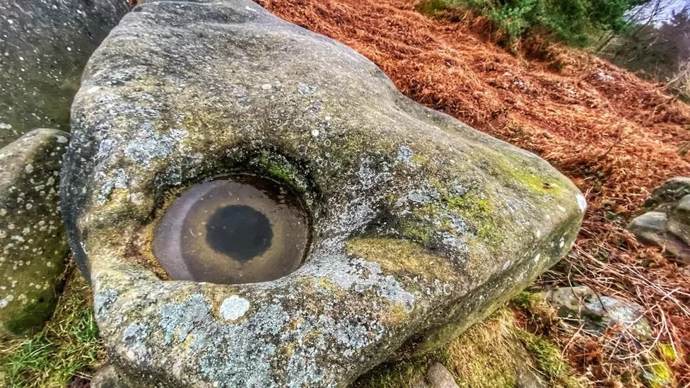 Frozen ‘fish eye’ forms on rock in the Peak District Hasan Jasim