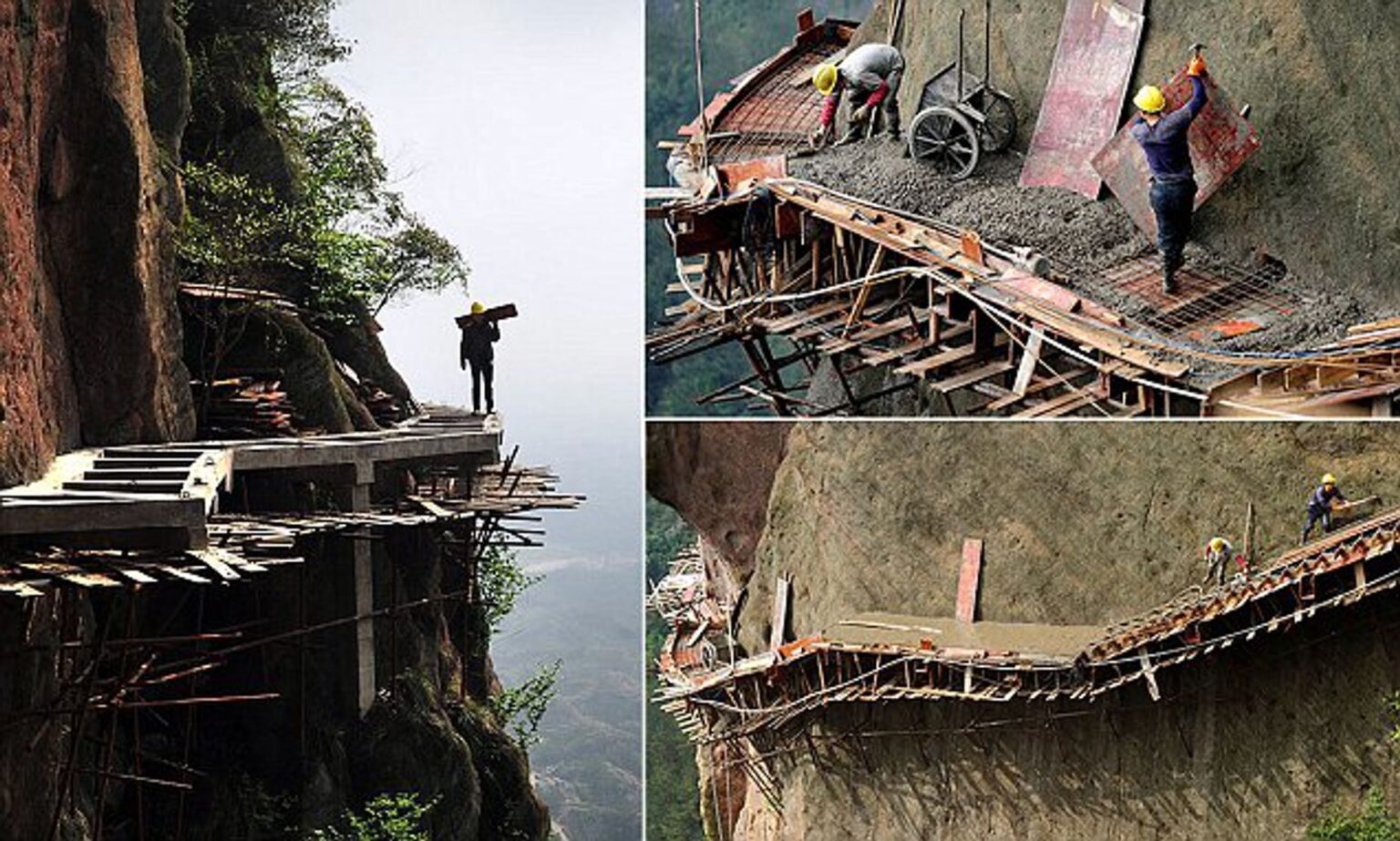 Fearless Chinese Workers Brave Perilous Cliff to Build Spectacular ...