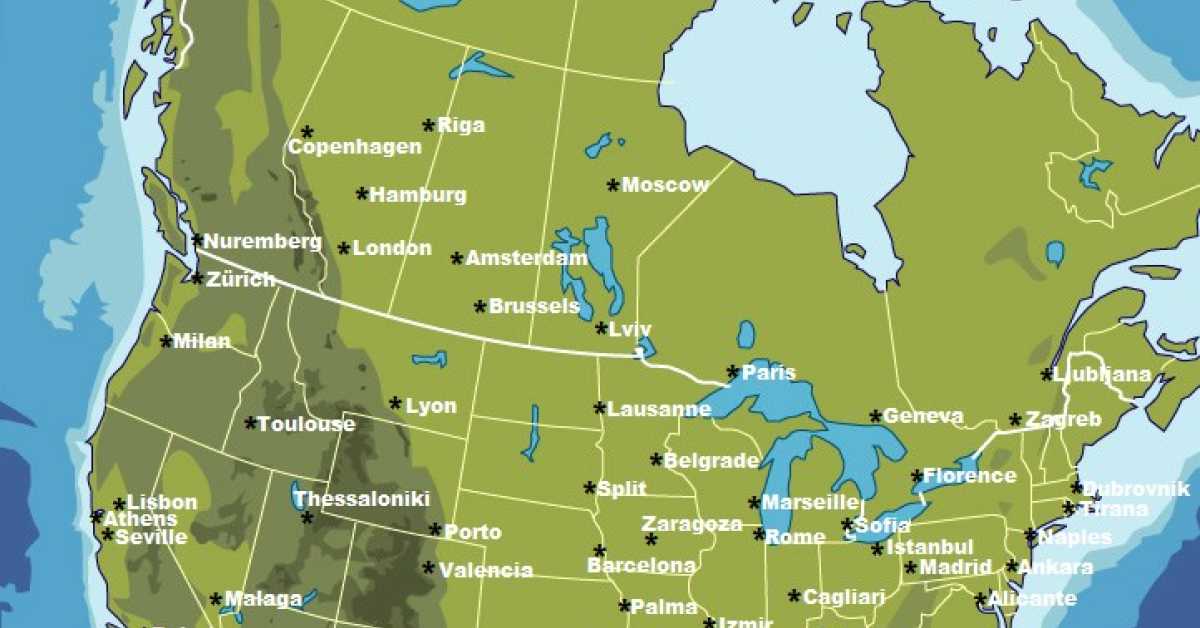 Major North American Cities Replaced by Major Cities Across the